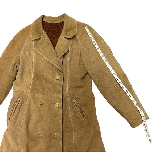 Vintage leather Coat size fits S tan beige 100% leather - Picture 11 of 16